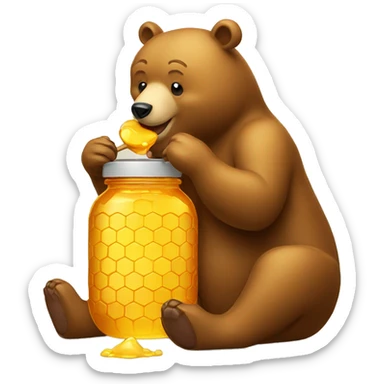 bear eats honey  jar sticker