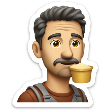 A guy sniffing sugar  sticker