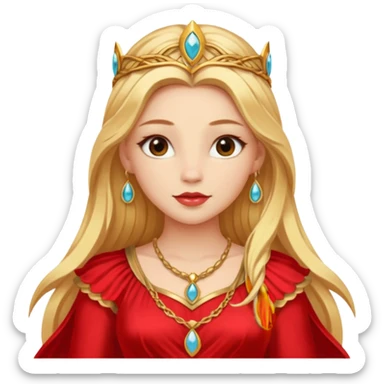 Freya, Goddess of Love from Gods and Goddesses with long golden blonde hair, red outfit sticker