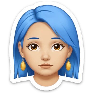 venice gondolier woman fat earring wearing blue hair face sticker