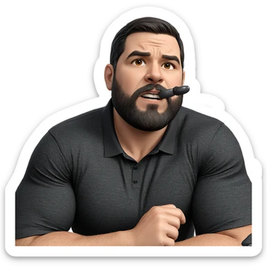 muscular man in black shirt sticker