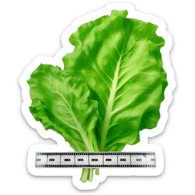 lettuce leaf next to film reel sticker