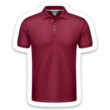 wine red cotton polo shirt with V-neck, no background, only the clothing item sticker