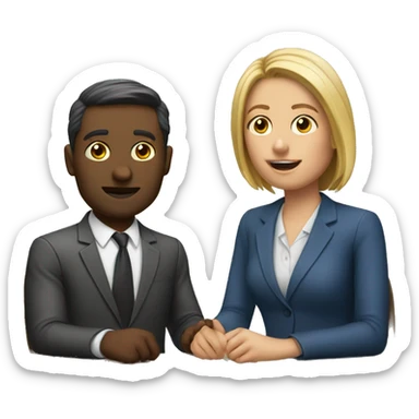 2 people talking job interview semi casual sticker