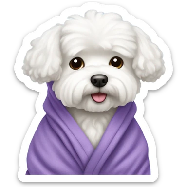 Maltese bichon in a bathrobe sticker