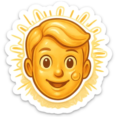 Make the character more round and closely resemble the classic yellow emoji face, keep the telepathic brain powers and glowing effect, no text, no background. sticker