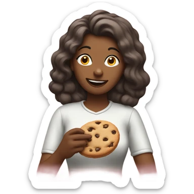 A lady eating cookies sticker