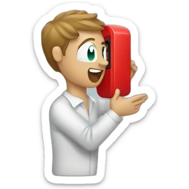 person pressing a big red buzzer button sticker