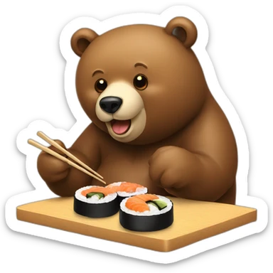 Bear Eating Sushi sticker