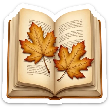beige autumn open book with leaves on it sticker