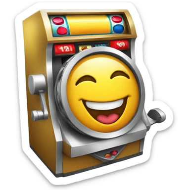 Slot Spin: An emote featuring a slot machine with spinning reels and a joyful expression to capture the excitement of winning. sticker