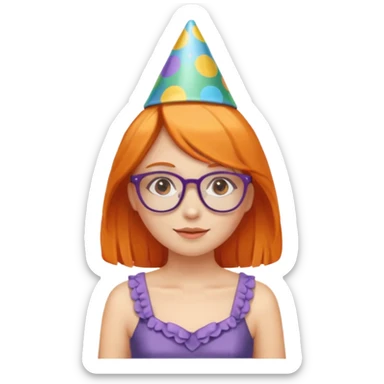 party hatted orange haired girl glasses wearing dress sticker