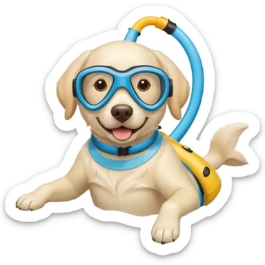 White labrador with snorkel and swimming fins sticker