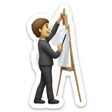 A person drawing on board sticker