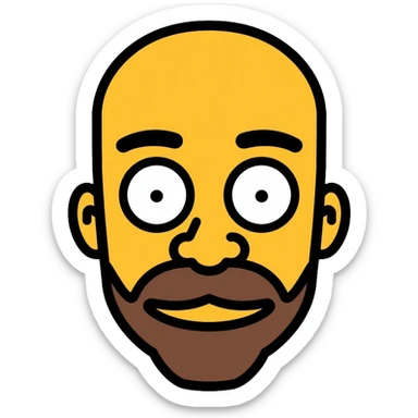 Omar Simpson character with bald head, round eyes, and stubble beard sticker