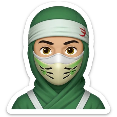 Ninja arab green and white with mask  sticker