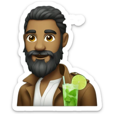 black beard hair shaved boy with mojito sticker