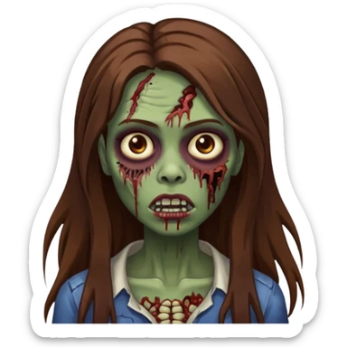 Long hair Brown zumbi famele sticker