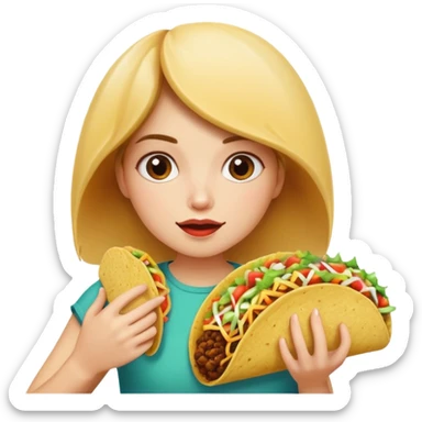 A girl being a big back eating tacos sticker