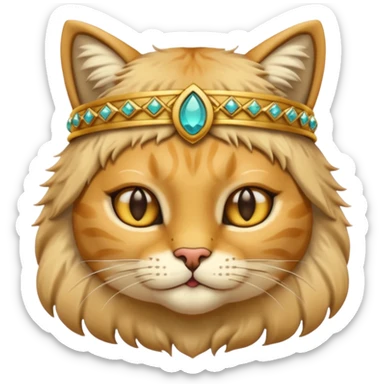 ancient cat with gold jewerly on head sticker