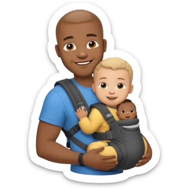 Black dad with mixed raced baby in carrier sticker