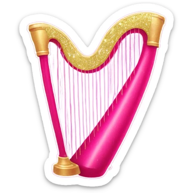 Hot Pink harp with glitter sticker