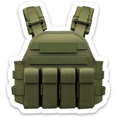 Green fatigue plate carrier bandolier with magazine pouch  sticker