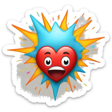 Impressed with heart and explosion and différent Colors sticker