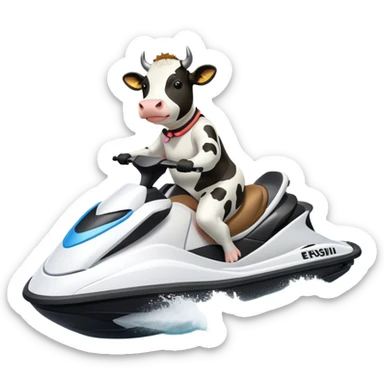 Cow on jetski sticker