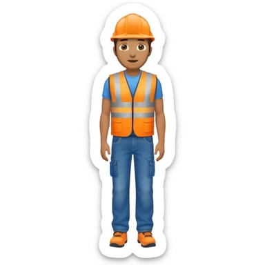 man in orange hi vis vest and jeans, standing full body sticker