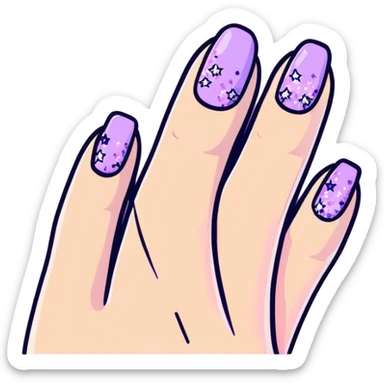lilac pastel manicure with glitter effects sticker