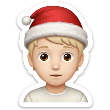 Christmas hat on a cute boy head sticker