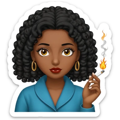 Arab curly thick hair girl smoking a zoot sticker