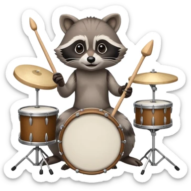 Raccoon drummer  sticker