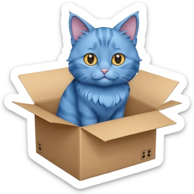 blue cat in box sticker