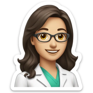 A happy pharmacist brunette woman sticker