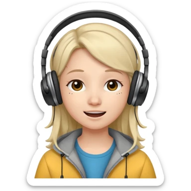 Gonemili Grace, micro qui chante avec casque au oreille sticker