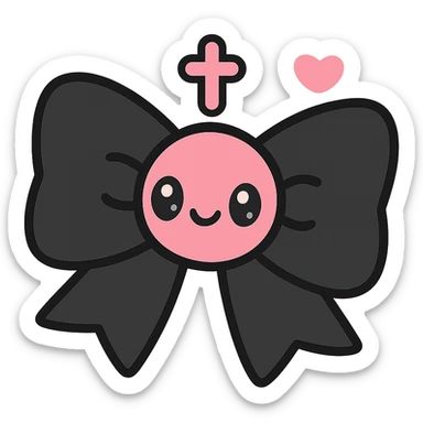 gothic bowtie, black and pink, kawaii style sticker