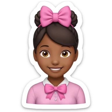 Make a black girl emoji with a bun and a pink bow sticker
