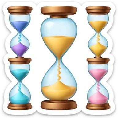 minimal emoji of glowing skin progress over time, hourglass or timeline symbol, pastel tones, represents visible results after consistent treatments sticker