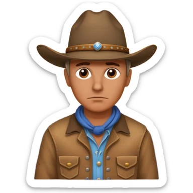 сгенерируй ковбоя который грустно смотрит на закат, он стоит на горах, которые такие как в америке на западе sticker