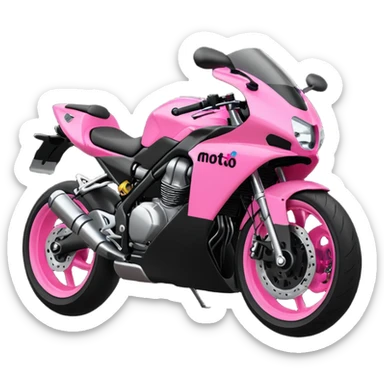 moto sportiva con scritta nera e solo avanti rosa fluorescente  sticker