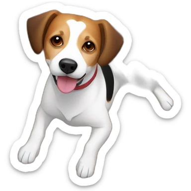 older beagle jack russell mix dog laying in fall leaves sticker