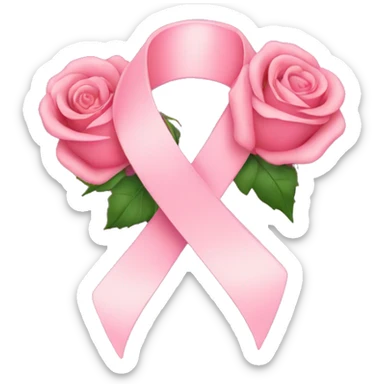 Cancer ribbon with roses behind it  sticker