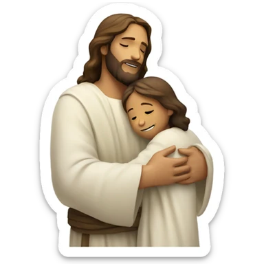 Jesus christ hugging a child sticker