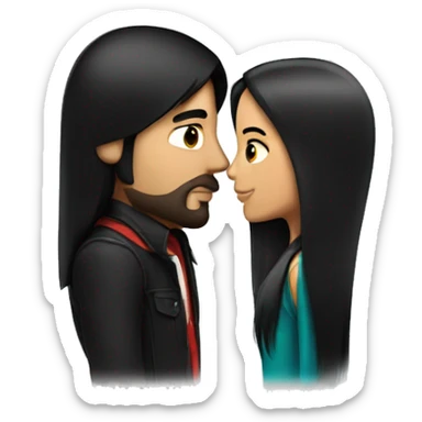 White guy with black hair kissing Mexican girl with black straight hair sticker