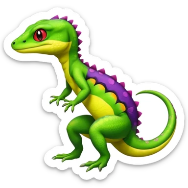 lizard-Salandit-Gecko-Treecko-Kecleon-Fakémon-Pokémon-hybrid-creature (full body)  sticker
