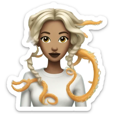 Fashion model with tentacles sticker