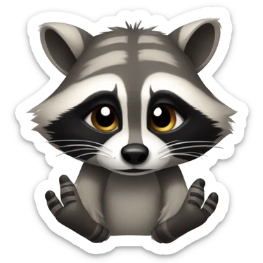 Sketchy raccoon up to no good rubbing it’s paws together sticker