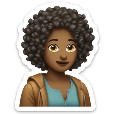 a curly girl who listens music sticker